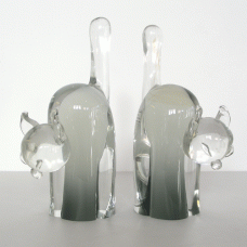 Glass cats Murano book ends 1960s