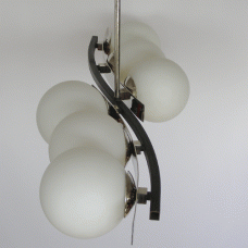 chrome ceiling lamp with 6 glass spheres 1960s