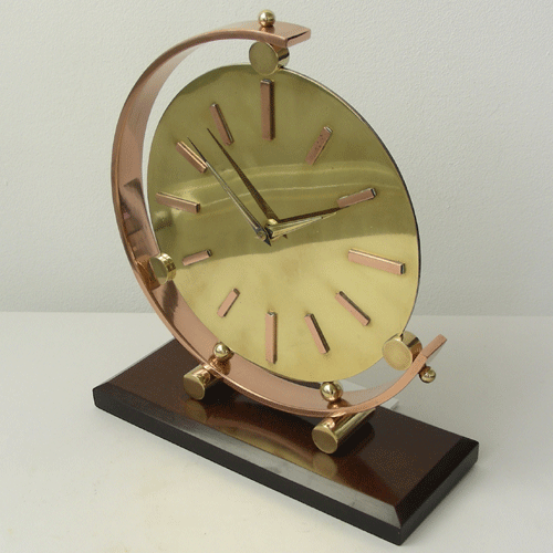 Junghans brass and copper clock electric 1940 s Tsota Design