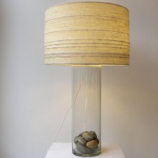 large glass table lamp with natural rocks, 1970s