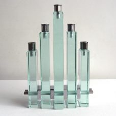solid glass candle holder, ca 1980