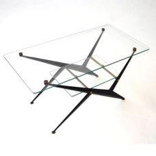 Angelo Ostuni glass and metal side table, 1950’s