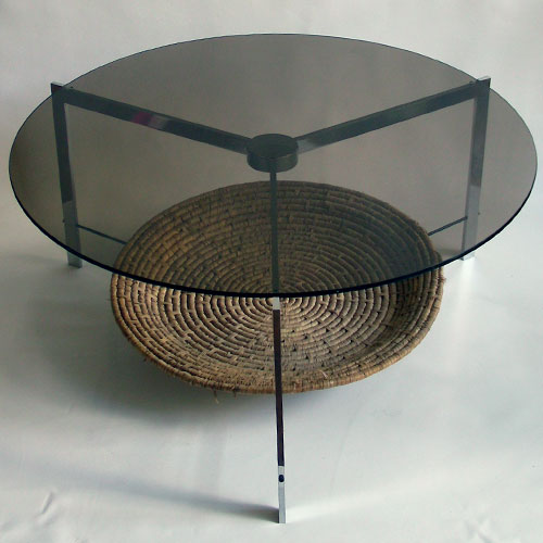 low glass and metal table tsota design vintage